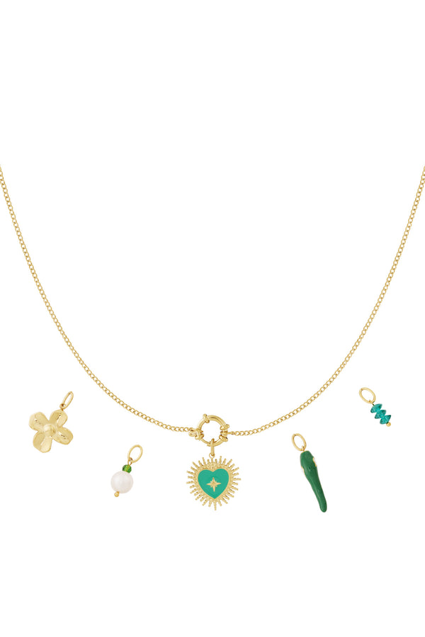 Collier DIY en forme de cœur vert