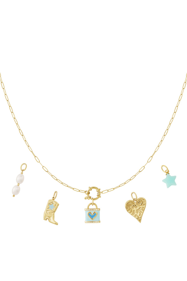 Collier DIY en forme de cœur bleu