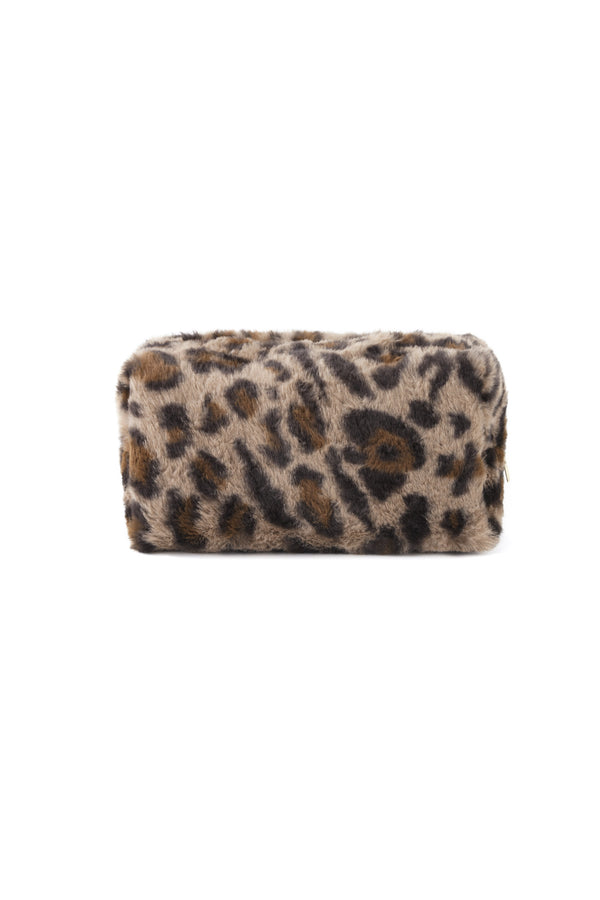 Trousse de maquillage souple en léopard