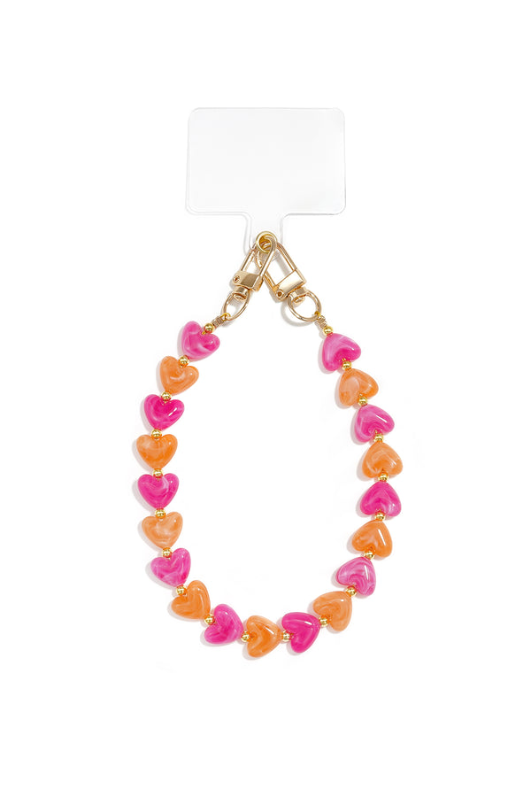 Porte-téléphone en forme de cœur avec chaînette en forme