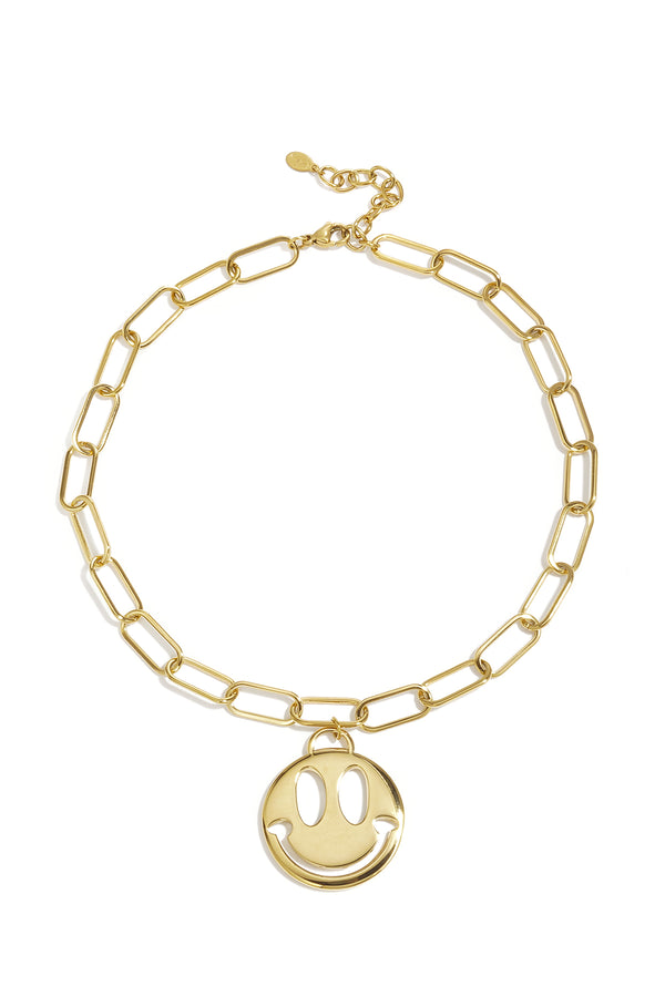 Collier pendentifs, motif visage souriant
